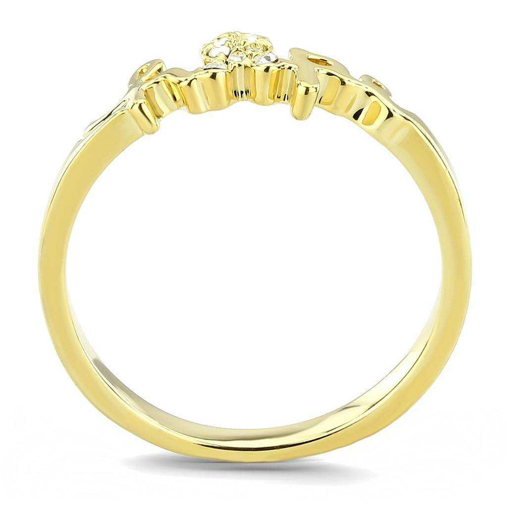 Alamode Flash Gold Brass Ring with Top Grade Crystal in Clear - Alamode - Flyclothing LLC