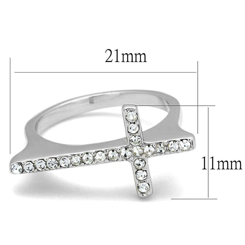 Alamode Rhodium Brass Ring with Top Grade Crystal in Clear - Alamode - Flyclothing LLC