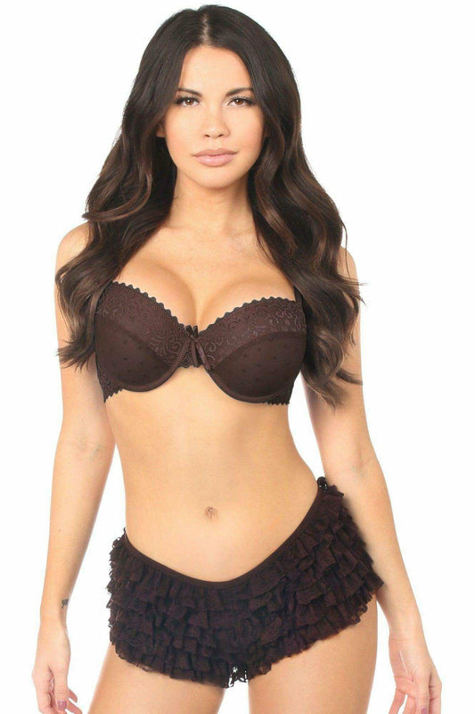 Daisy Corsets Dark Brown Lace Ruffle Panty - Daisy Corsets - Flyclothing LLC