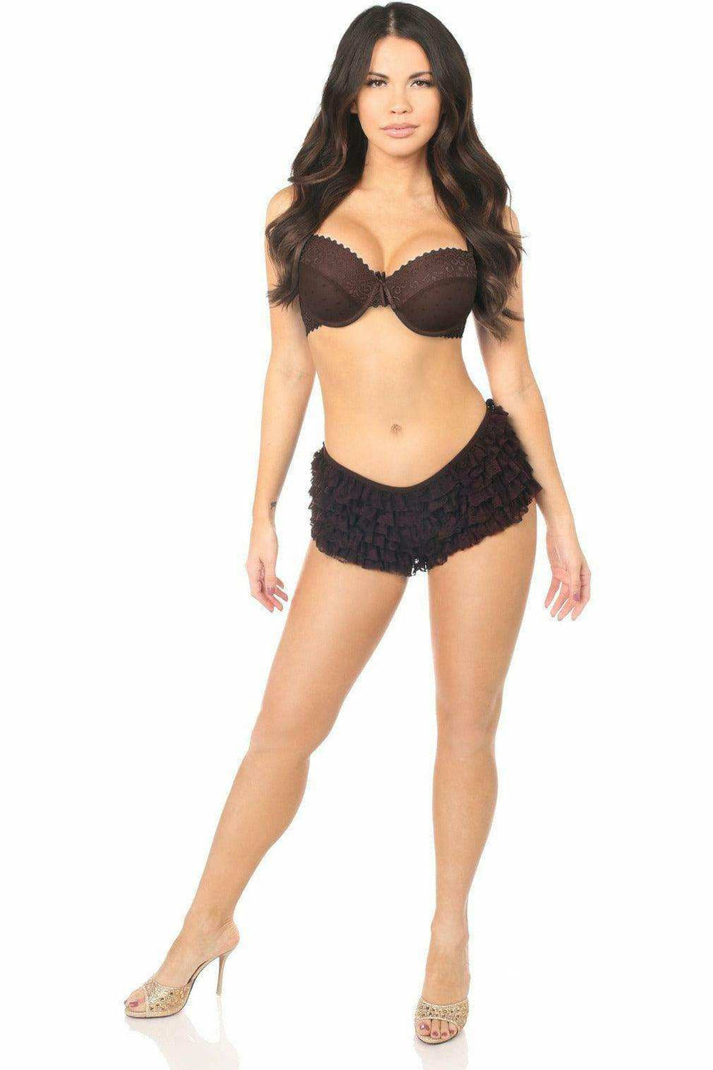 Daisy Corsets Dark Brown Lace Ruffle Panty - Daisy Corsets - Flyclothing LLC