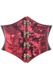 Daisy Corsets Lavish Dark Red Crushed Velvet Corset Belt Cincher w/Clasps - Daisy Corsets - Flyclothing LLC