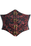 Daisy Corsets Lavish Black/Red Swirl Brocade Corset Belt Cincher w/Clasps - Daisy Corsets - Flyclothing LLC