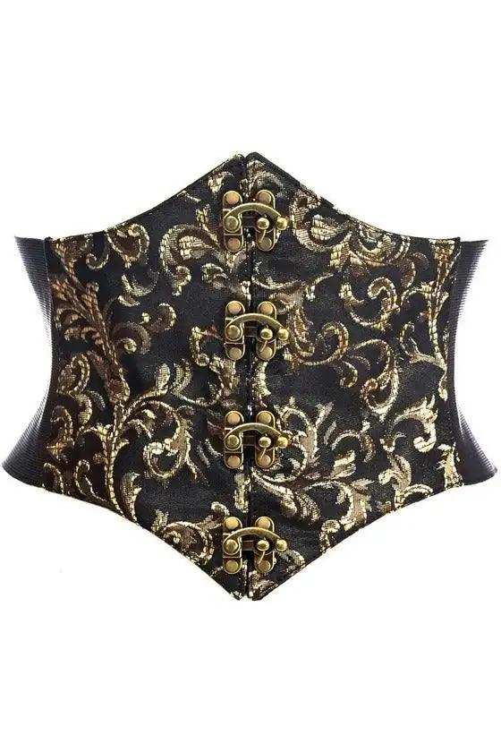 Daisy Corsets Lavish Black/Gold Swirl Brocade Corset Belt Cincher w/Clasps - Daisy Corsets - Flyclothing LLC