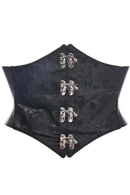 Daisy Corsets Lavish Black/Black Swirl Brocade Corset Belt Cincher w/Clasps - Daisy Corsets - Flyclothing LLC