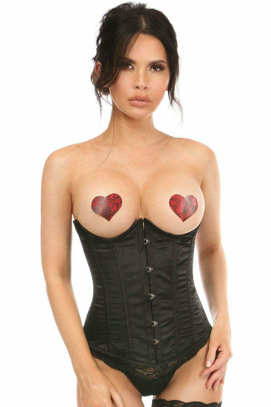 Daisy Corsets Lavish Black Satin Open Bust Underwire Underbust Corset - Daisy Corsets - Flyclothing LLC