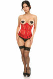 Daisy Corsets Lavish Red Sheer Lace Underwire Open Cup Underbust Corset - Daisy Corsets - Flyclothing LLC