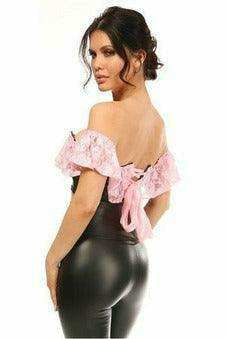 Daisy Corsets Lavish Lt Pink Lace & Faux Leather Bustier Top - Daisy Corsets - Flyclothing LLC