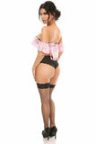 Lavish Lt Pink Lace & Faux Leather Bustier Top - Daisy Corsets - Flyclothing LLC