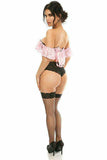 Daisy Corsets Lavish Lt Pink Lace & Faux Leather Bustier Top - Daisy Corsets - Flyclothing LLC