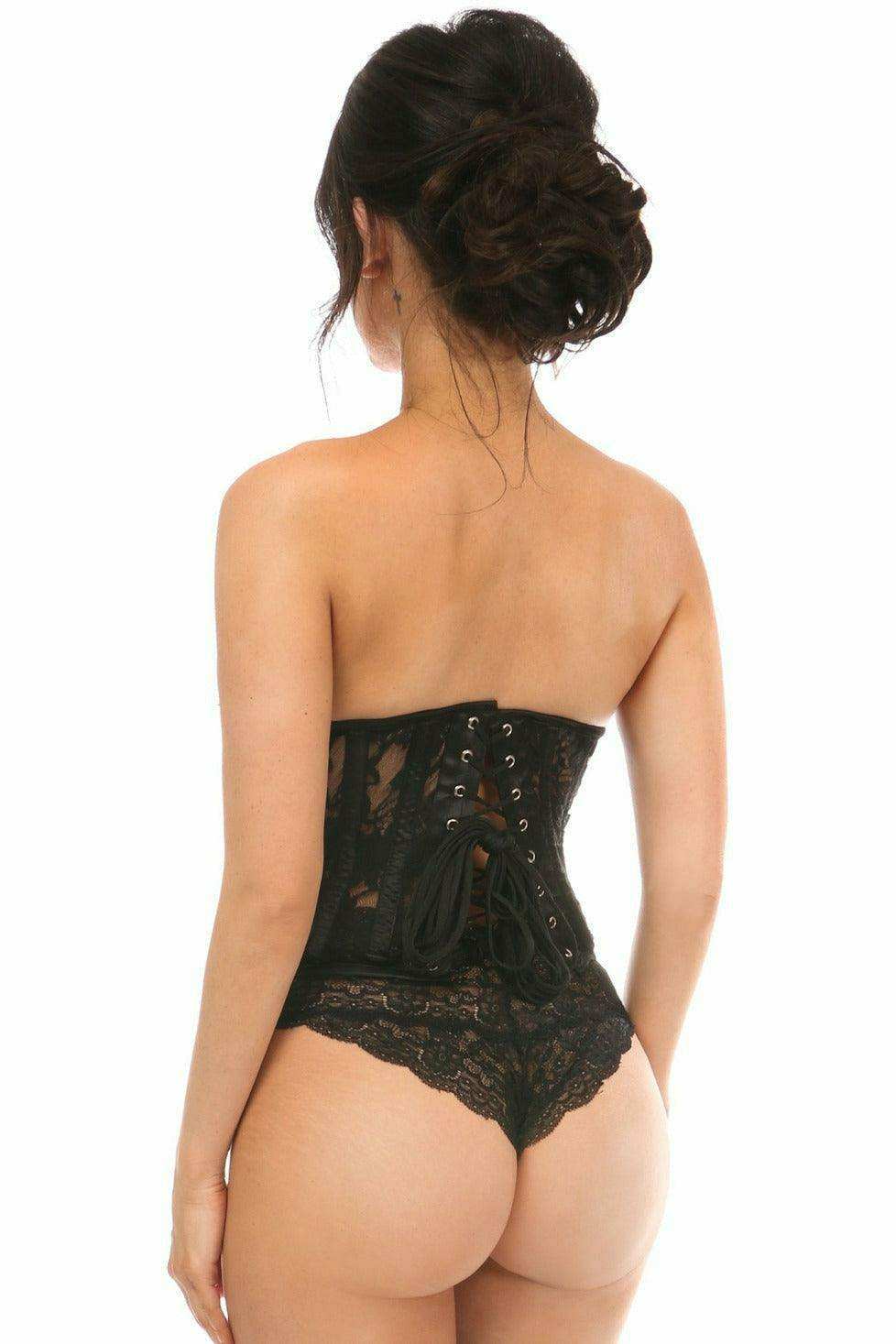 Daisy Corsets Lavish Sheer Black Lace Open Bust Underwire Short Underbust Corset - Daisy Corsets - Flyclothing LLC
