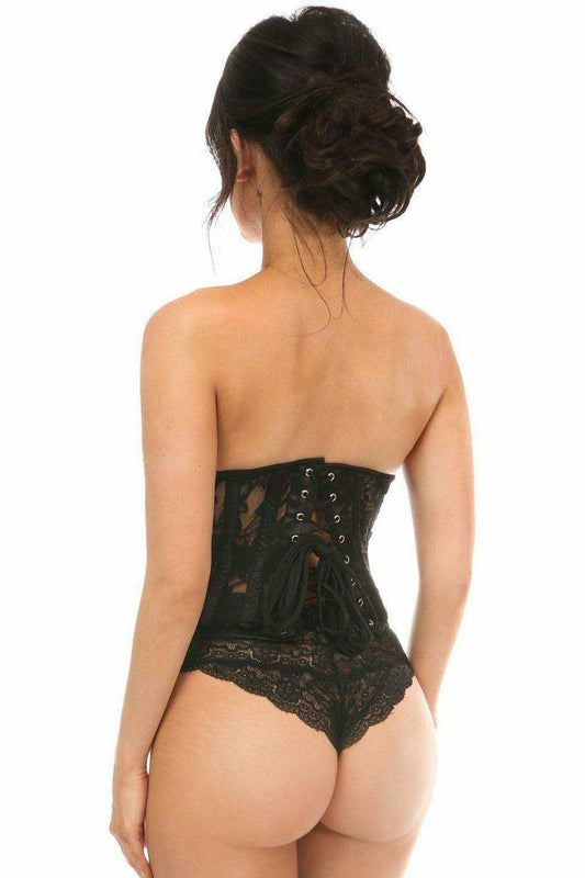 Daisy Corsets Lavish Sheer Black Lace Open Bust Underwire Short Underbust Corset - Daisy Corsets - Flyclothing LLC