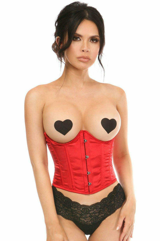 Daisy Corsets Lavish Red Satin Open Bust Underwire Short Underbust Corset - Daisy Corsets - Flyclothing LLC