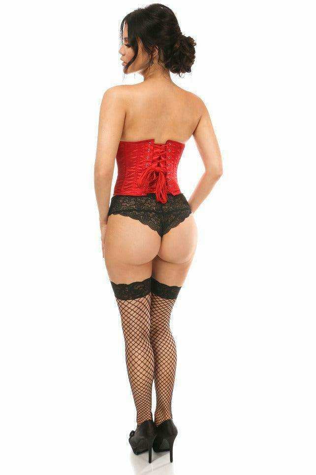 Daisy Corsets Lavish Red Satin Open Bust Underwire Short Underbust Corset - Daisy Corsets - Flyclothing LLC
