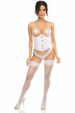 Daisy Corsets Lavish White Satin Open Bust Underwire Short Underbust Corset - Daisy Corsets - Flyclothing LLC