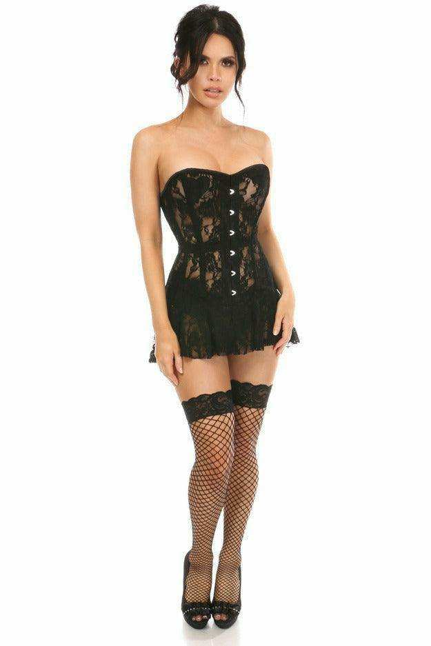 Daisy Corsets Lavish Black Sheer Lace Corset Dress - Daisy Corsets - Flyclothing LLC
