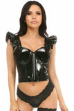 Daisy Corsets Lavish Black Patent Bustier Top w/Ruffle Sleeves - Daisy Corsets - Flyclothing LLC
