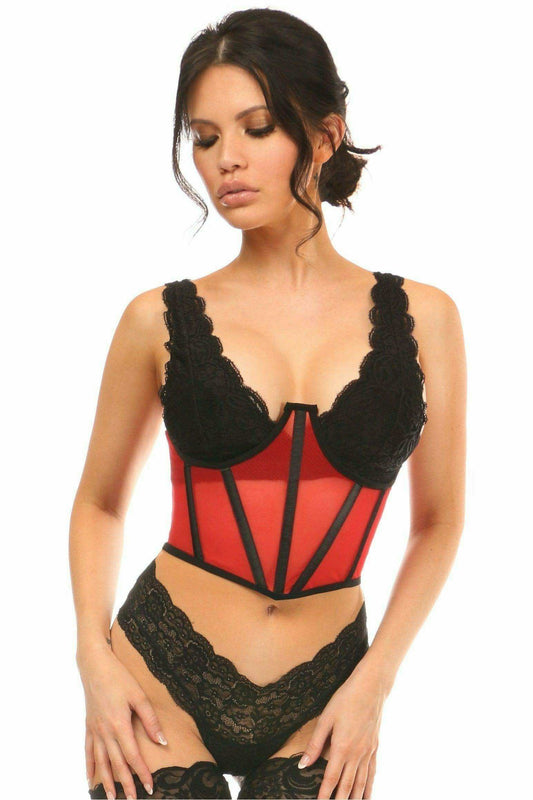 Daisy Corsets Lavish Red Mesh Open Cup Waist Cincher - Daisy Corsets - Flyclothing LLC