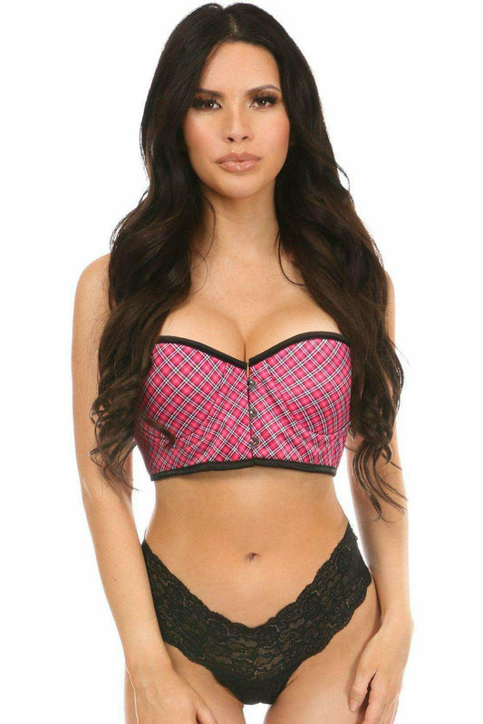 Daisy Corsets Lavish Pink Plaid Underwire Short Bustier - Daisy Corsets - Flyclothing LLC