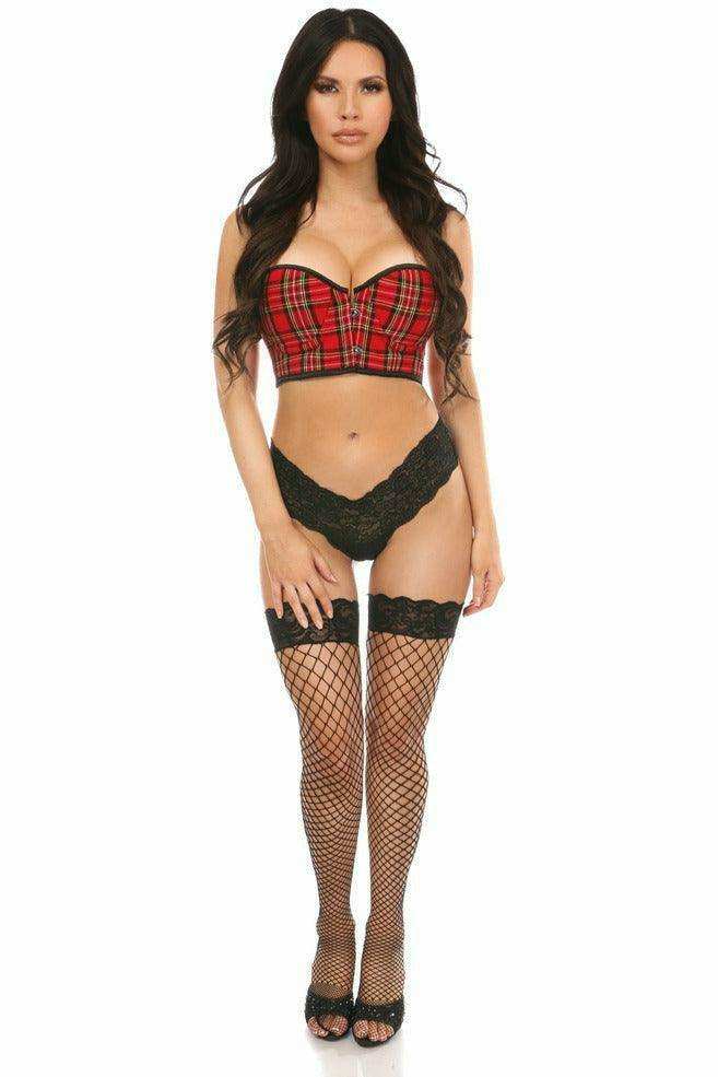 Daisy Corsets Lavish Red Plaid Underwire Short Bustier - Daisy Corsets - Flyclothing LLC