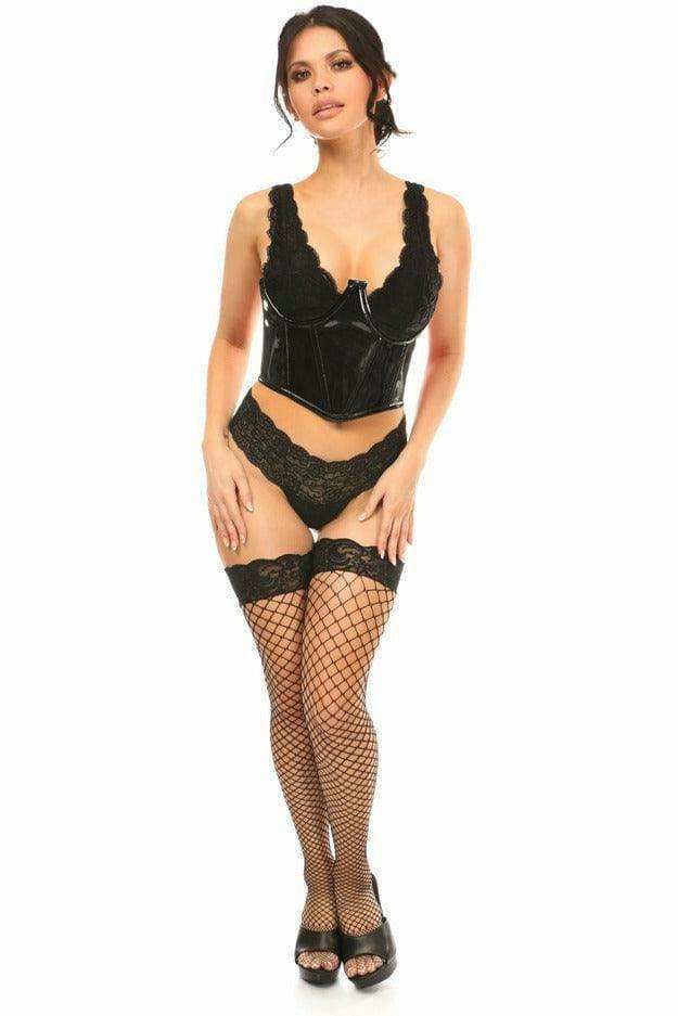 Daisy Corsets Lavish Black Patent Open Cup Underwire Waist Cincher - Daisy Corsets - Flyclothing LLC