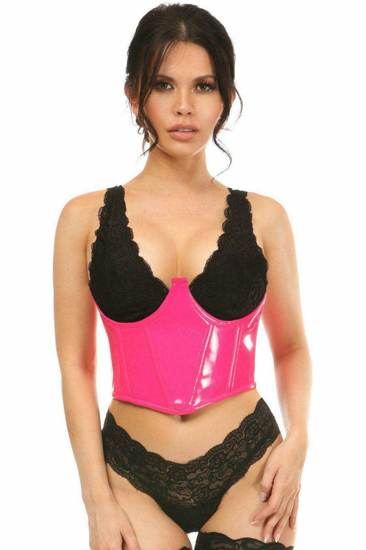 Daisy Corsets Lavish Neon Pink Patent Open Cup Underwire Waist Cincher - Daisy Corsets - Flyclothing LLC