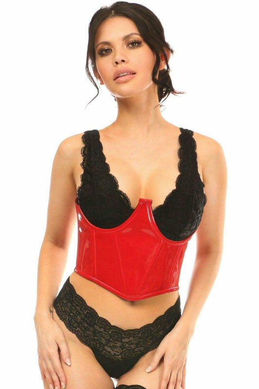 Daisy Corsets Lavish Red Patent Open Cup Underwire Waist Cincher - Daisy Corsets - Flyclothing LLC