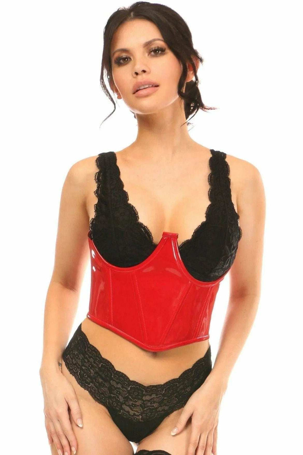 Lavish Red Patent Open Cup Underwire Waist Cincher - Daisy Corsets - Flyclothing LLC
