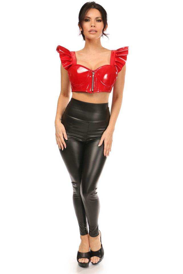 Daisy Corsets Lavish Red Patent Underwire Bustier Top w/Removable Ruffle Sleeves - Daisy Corsets - Flyclothing LLC