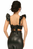 Daisy Corsets Lavish Black Faux Leather Underwire Bustier Top w/Removable Ruffle Sleeves - Daisy Corsets - Flyclothing LLC