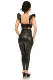 Daisy Corsets Lavish Black Faux Leather Underwire Bustier Top w/Removable Ruffle Sleeves - Daisy Corsets - Flyclothing LLC