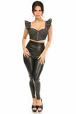Daisy Corsets Lavish Black Denim Underwire Bustier Top w/Removable Ruffle Sleeves - Daisy Corsets - Flyclothing LLC