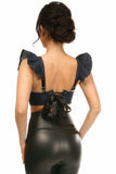 Daisy Corsets Lavish Blue Denim Underwire Bustier Top w/Removable Ruffle Sleeves - Daisy Corsets - Flyclothing LLC