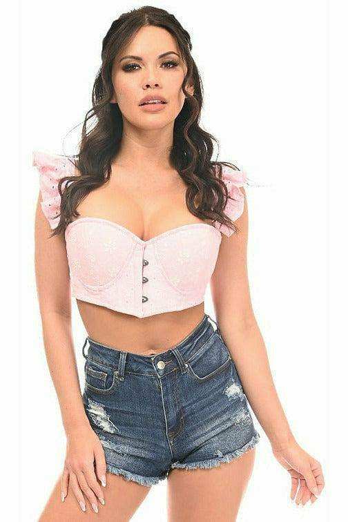 Daisy Corsets Lavish Lt Pink Eyelet Underwire Bustier Top w/Removable Ruffle Sleeves - Daisy Corsets - Flyclothing LLC