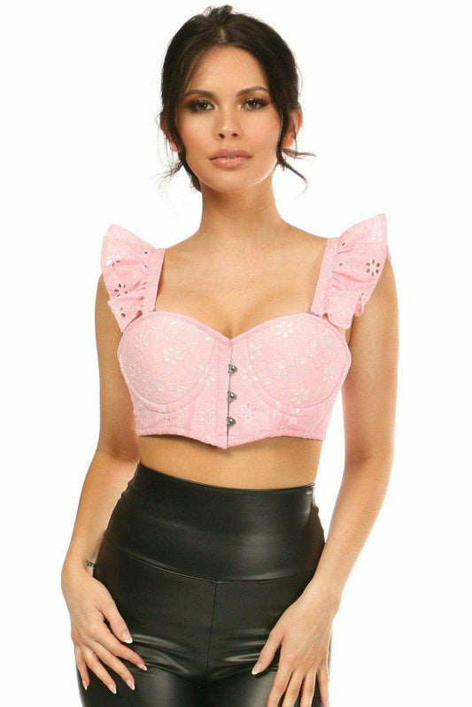 Daisy Corsets Lavish Lt Pink Eyelet Underwire Bustier Top w/Removable Ruffle Sleeves - Daisy Corsets - Flyclothing LLC