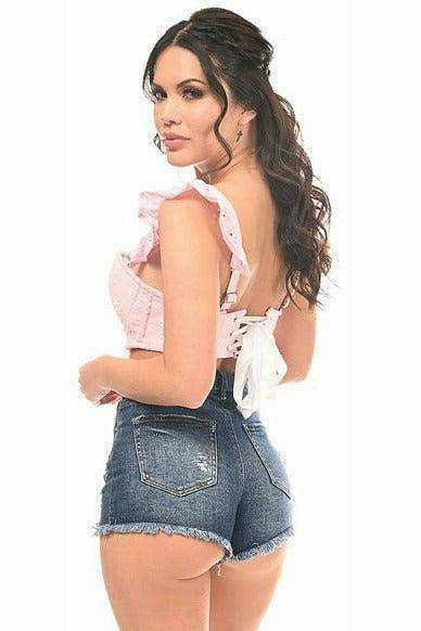 Daisy Corsets Lavish Lt Pink Eyelet Underwire Bustier Top w/Removable Ruffle Sleeves - Daisy Corsets - Flyclothing LLC