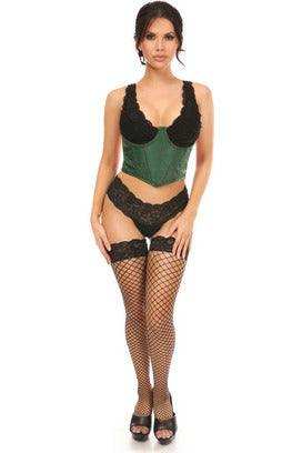 Daisy Corsets Lavish Dark Green Brocade Open Cup Waist Cincher - Daisy Corsets - Flyclothing LLC