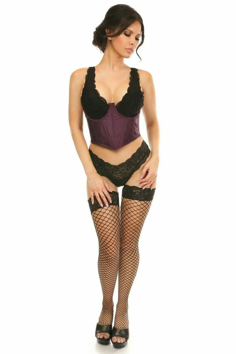 Daisy Corsets Lavish Plum Brocade Open Cup Waist Cincher - Daisy Corsets - Flyclothing LLC