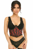 Daisy Corsets Lavish Red Plaid Satin Open Cup Waist Cincher - Daisy Corsets - Flyclothing LLC