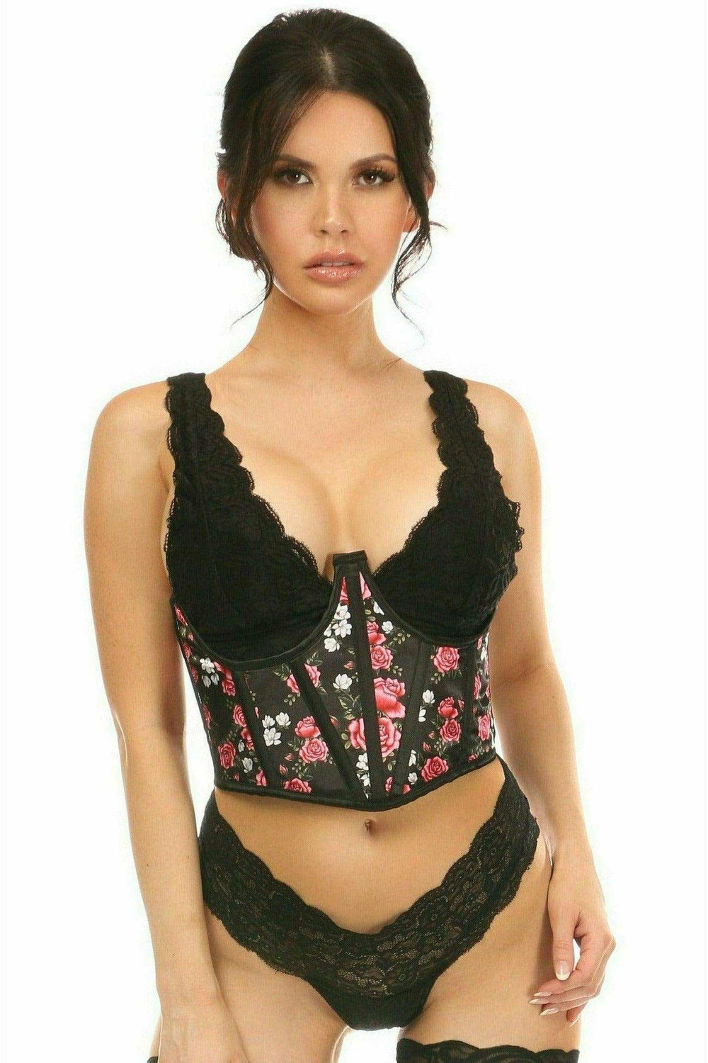 Daisy Corsets Lavish Floral Satin Open Cup Waist Cincher - Daisy Corsets - Flyclothing LLC