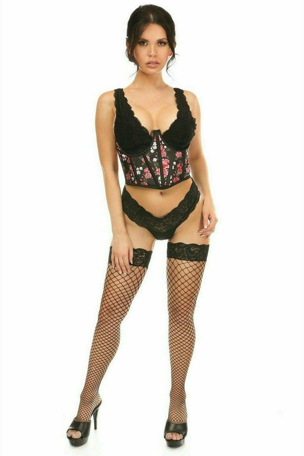Daisy Corsets Lavish Floral Satin Open Cup Waist Cincher - Daisy Corsets - Flyclothing LLC