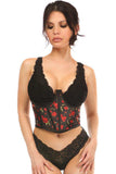 Daisy Corsets Lavish Red Roses Satin Open Cup Waist Cincher - Daisy Corsets - Flyclothing LLC