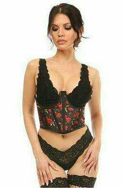 Daisy Corsets Lavish Red Roses Satin Open Cup Waist Cincher - Daisy Corsets - Flyclothing LLC
