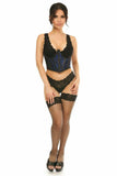 Daisy Corsets Lavish Blue w/Black Lace Overlay Open Cup Waist Cincher - Daisy Corsets - Flyclothing LLC
