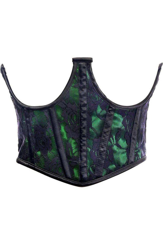 Daisy Corsets Lavish Green w/Black Lace Overlay Open Cup Waist Cincher - Daisy Corsets - Flyclothing LLC