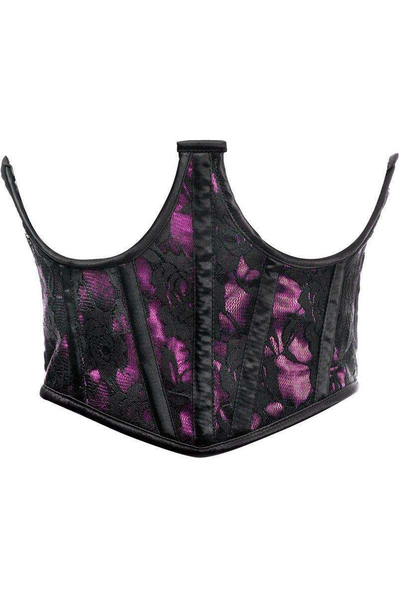 Lavish Pink w/Black Lace Overlay Open Cup Waist Cincher - Daisy Corsets - Flyclothing LLC