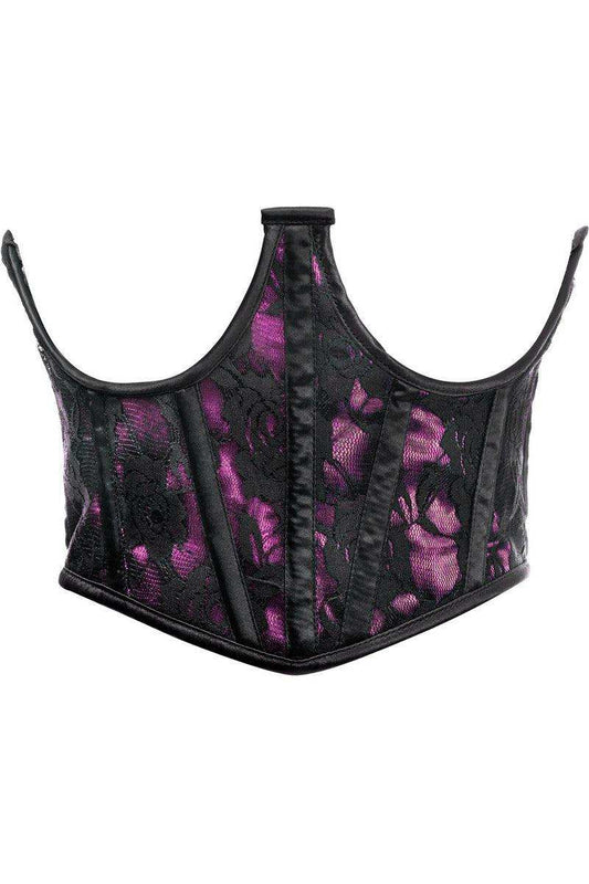 Daisy Corsets Lavish Pink w/Black Lace Overlay Open Cup Waist Cincher - Daisy Corsets - Flyclothing LLC