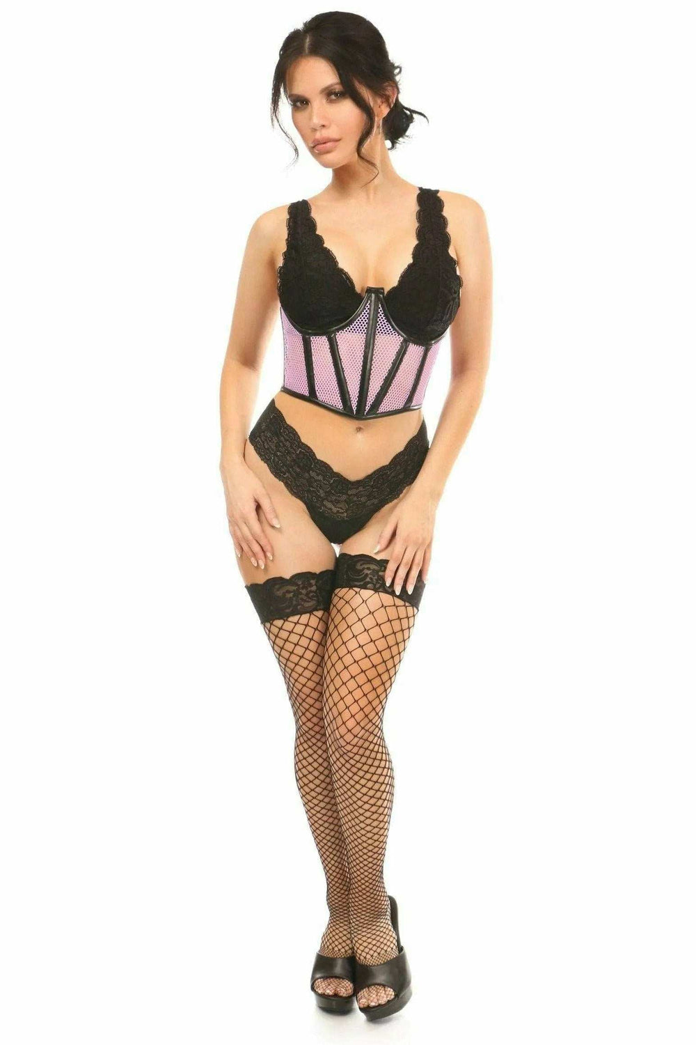 Daisy Corsets Lavish Lt Purple Fishnet Underwire Open Cup Waist Cincher - Daisy Corsets - Flyclothing LLC