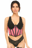 Lavish Pink Fishnet Underwire Open Cup Waist Cincher - Daisy Corsets - Flyclothing LLC