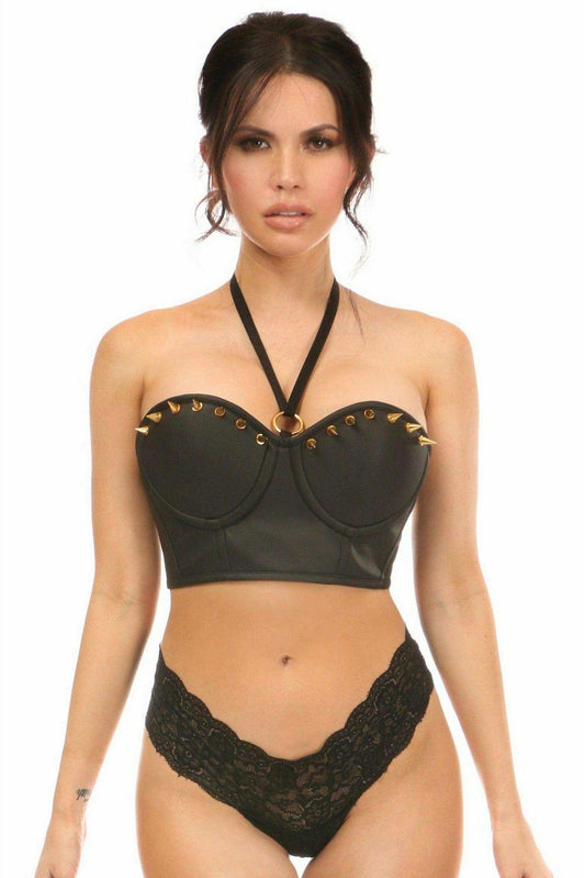 Daisy Corsets Lavish Faux Leather Halter Bustier w/Spikes - Daisy Corsets - Flyclothing LLC
