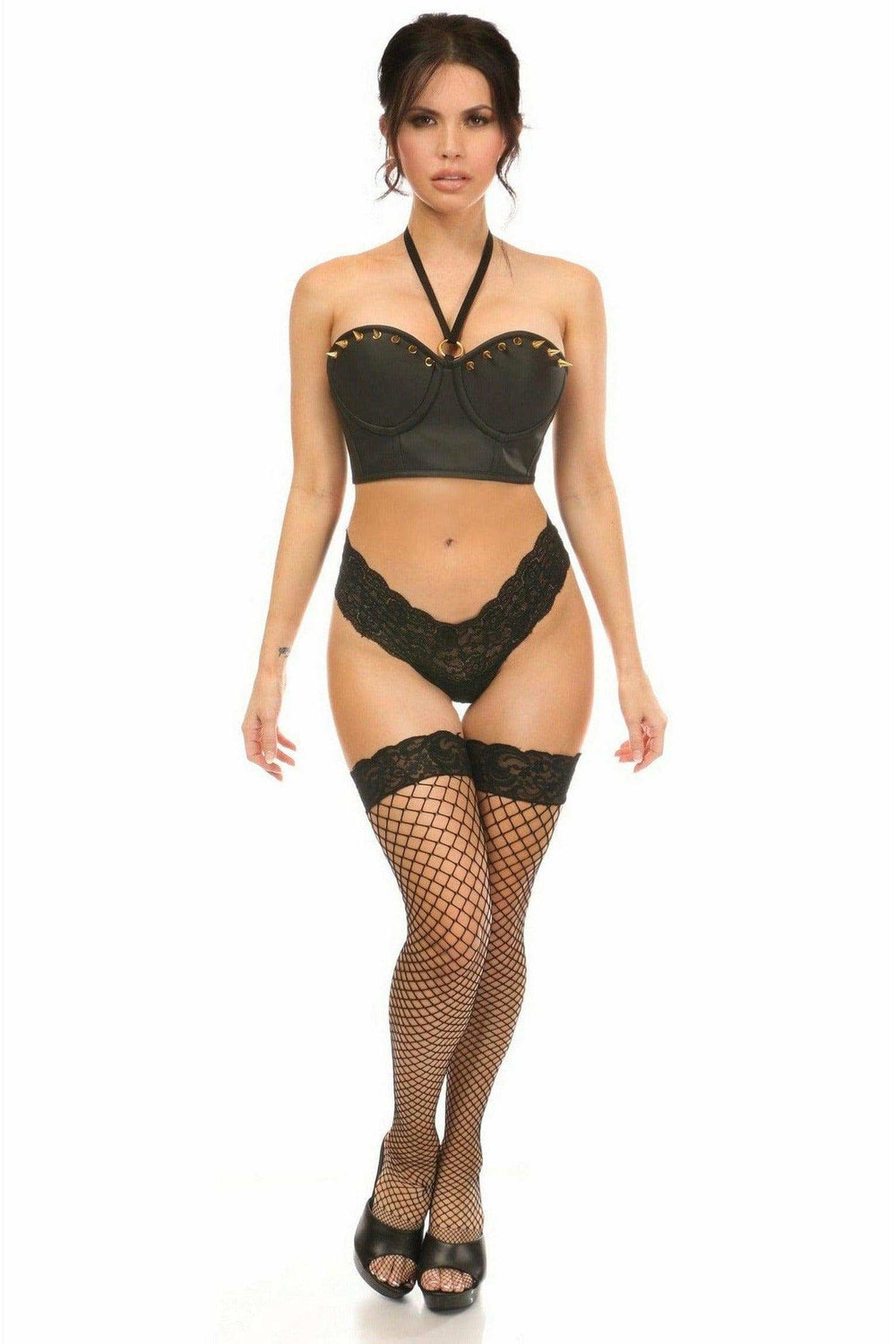 Daisy Corsets Lavish Faux Leather Halter Bustier w/Spikes - Daisy Corsets - Flyclothing LLC